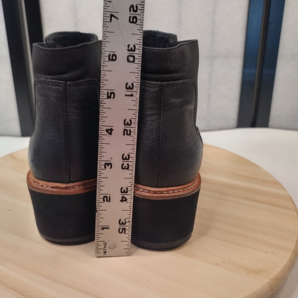 Eileen Fisher Chelsea Wedge Black Leather Ankle Bootie Women US 7 - Picture 7 of 12